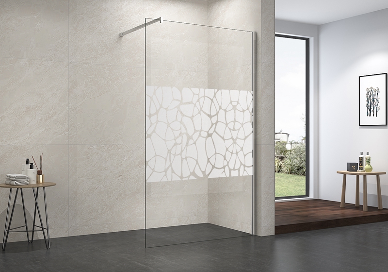 EX-101 6/8/10mm krom frostet sikkerhetsglass walk-in dusjskjerm